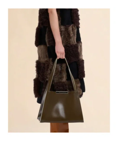 Marni Small Rectangular Tote Bag With Dual Handles In Brown