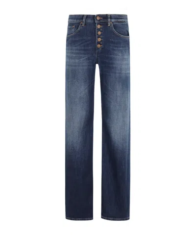Dondup Wide Leg Cotton Jeans With Five Pockets In Blue