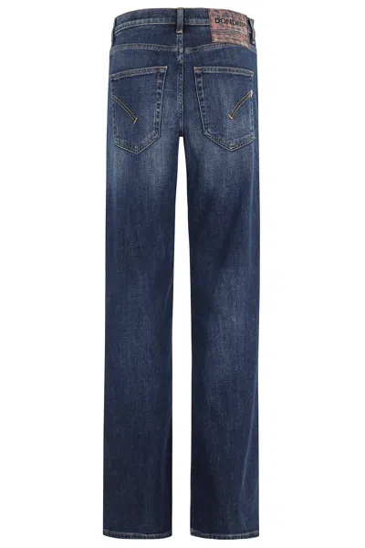 Dondup Wide Leg Cotton Jeans With Five Pockets In Blue