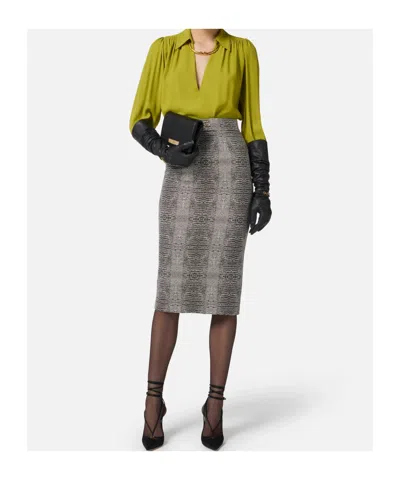 Elisabetta Franchi Long-sleeved Blouse With Classic Collar In Green