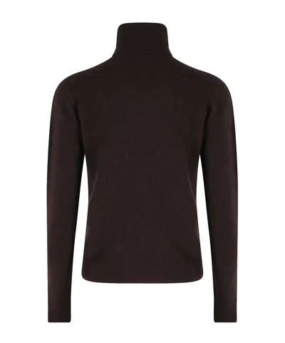 Roberto Collina Turtleneck Long Sleeve Sweater In Brown