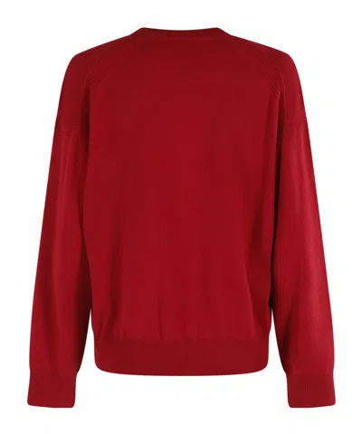 Semicouture Semi Couture V-neck Ruby Sweater With Long Sleeves In Red