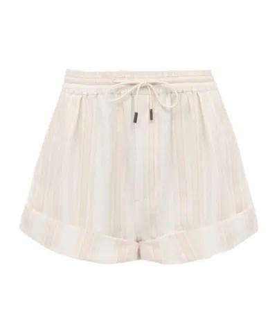 Chloé Soft Stripe Organic Cotton Shorts In Animal Print