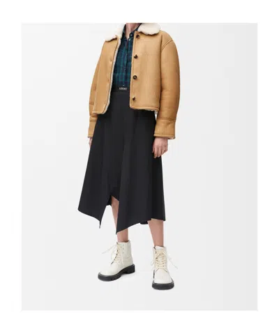 Loewe Camel-coloured Shearling Jacket Women In Brown