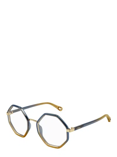 Chloé Oversized Geometric-frame Glasses In Gold