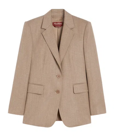 Max Mara Wool-blend Twill Blazer In Brown