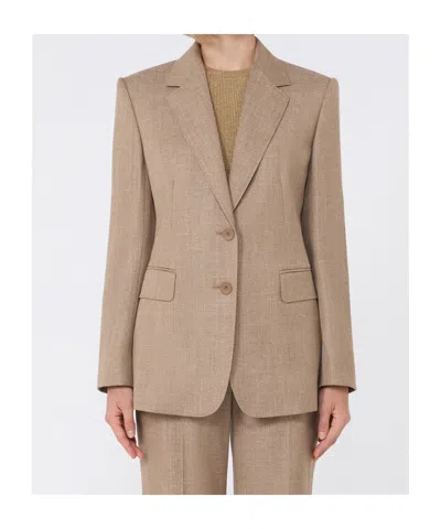 Max Mara Wool-blend Twill Blazer In Brown