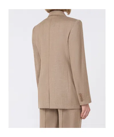 Max Mara Wool-blend Twill Blazer In Brown