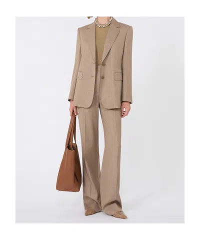 Max Mara Wool-blend Twill Blazer In Brown