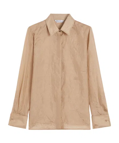 Max Mara Silk Canvas Shirt In Nude