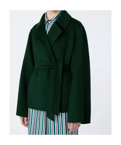 Max Mara Cashmere Broadcloth Coat In Green