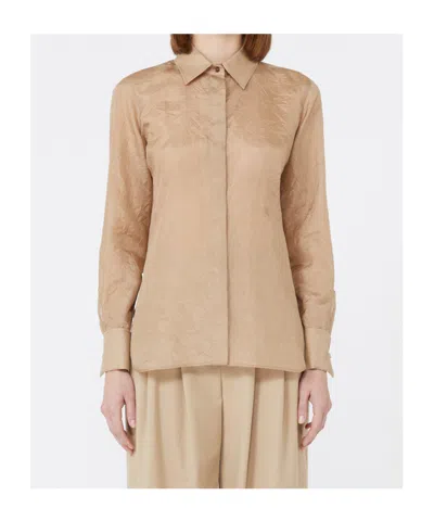 Max Mara Silk Canvas Shirt In Nude