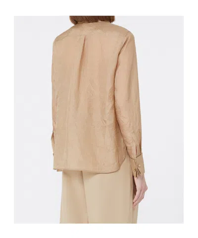 Max Mara Silk Canvas Shirt In Nude