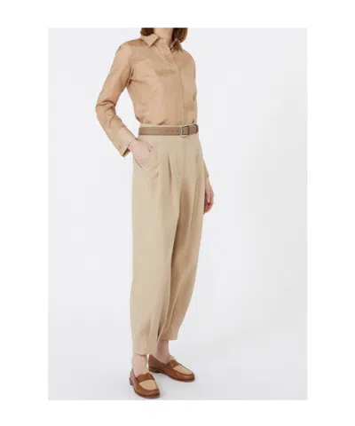 Max Mara Silk Canvas Shirt In Nude