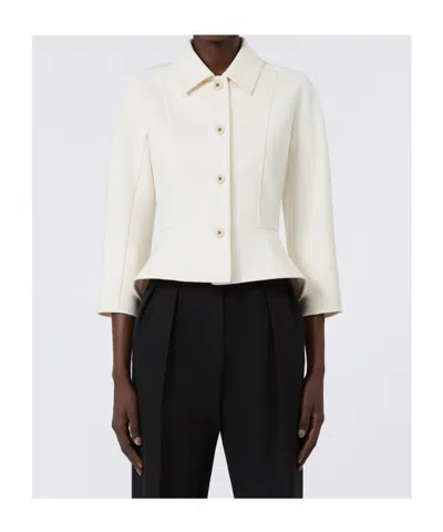 Max Mara Bonded Sable Jacket In White