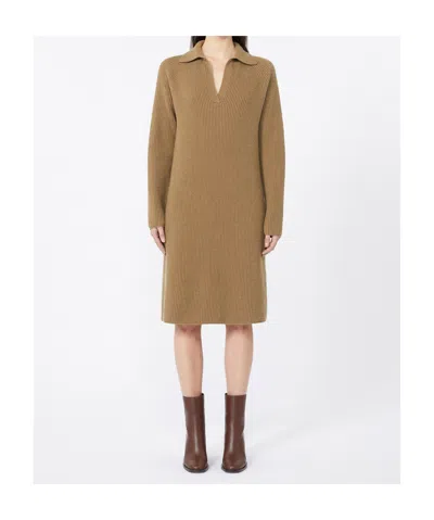 Max Mara Relaxed-fit Wool And Cashmere Dress In Brown
