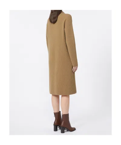 Max Mara Relaxed-fit Wool And Cashmere Dress In Brown