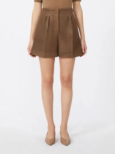 Max Mara Technical Mesh Shorts In Brown