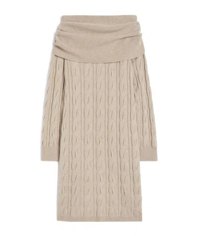 Max Mara Cable-knit Wool And Cashmere Dress In Neutral