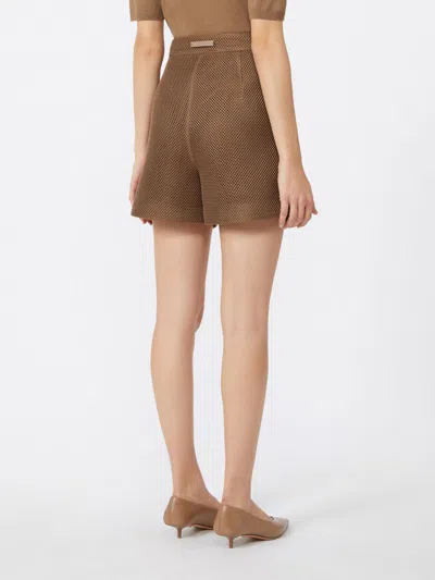 Max Mara Technical Mesh Shorts In Brown