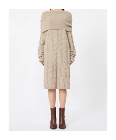 Max Mara Cable-knit Wool And Cashmere Dress In Neutral