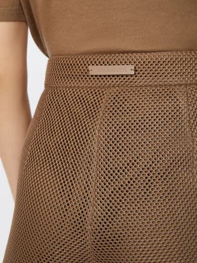 Max Mara Technical Mesh Shorts In Brown