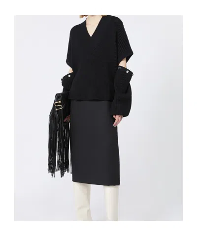 Sportmax Tay Oversized Jumper With Detachable Sleeves In Black