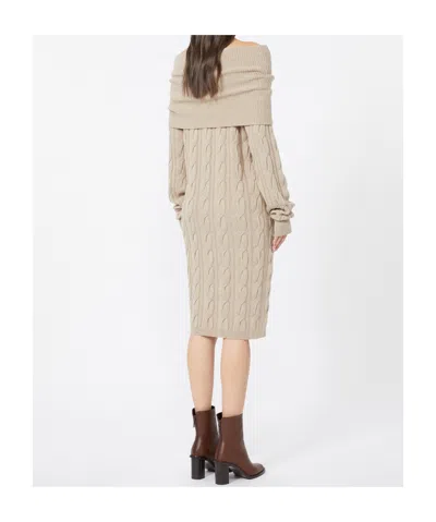 Max Mara Cable-knit Wool And Cashmere Dress In Neutral