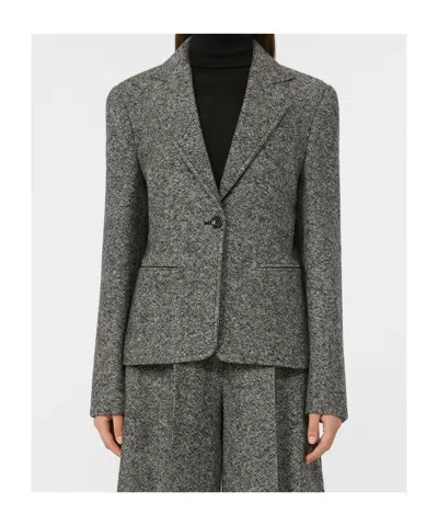 Max Mara Salmone Virgin Wool Blend Blazer In Gray