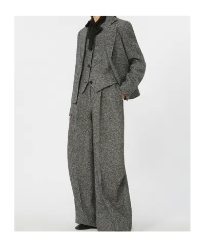 Max Mara Salmone Virgin Wool Blend Blazer In Gray