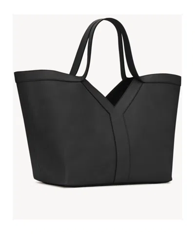 Saint Laurent Y Tote In Leather In Black