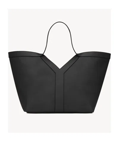Saint Laurent Y Tote In Leather In Black