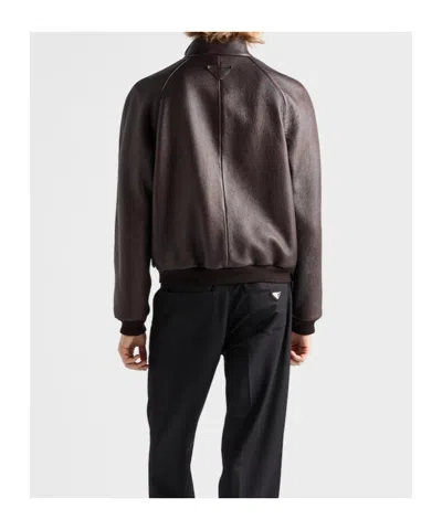 Prada Raglan-sleeve Flap-pocket Bomber Jacket In Brown