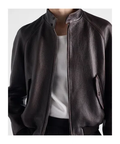 Prada Raglan-sleeve Flap-pocket Bomber Jacket In Brown