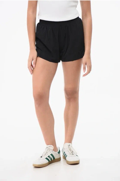 Y-3 By Yohji Yamamoto Adidas Stretch Nylon Regular Fit Running Shorts With Back Po In Black