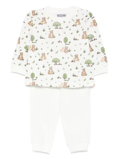 Moschino Bear-print Trousers Set In White