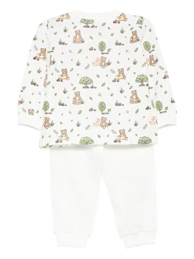 Moschino Bear-print Trousers Set In White