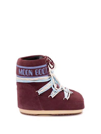 Moon Boot Icon Low Burgundy Suede Boot In Red