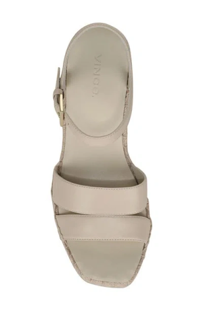 Vince Gwen Ankle Strap Espadrille Platform Wedge Sandal In Silver
