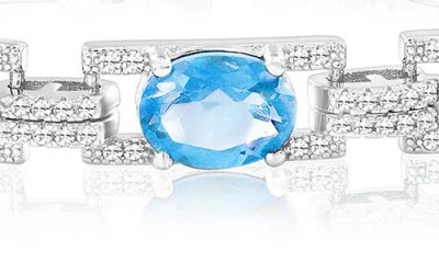 Simona Oval White Topaz Bracelet In Blue