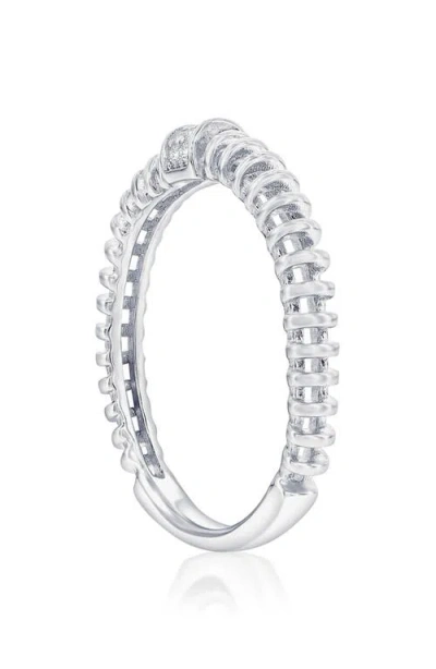 Simona Sterling Silver Pavé Cz Wire Ring In Silver