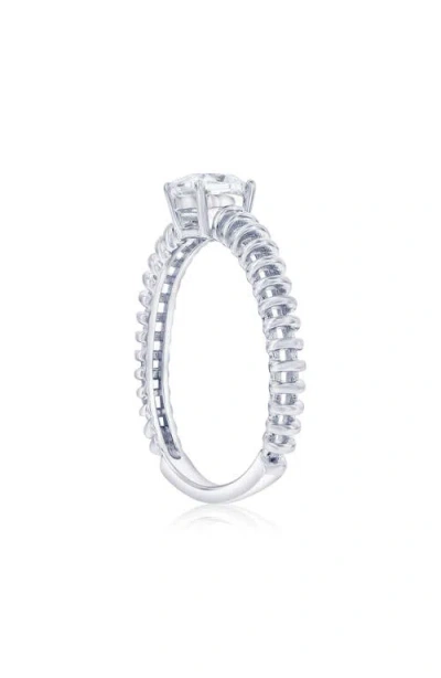 Simona Square Cubic Zirconia Wire Ring In Silver