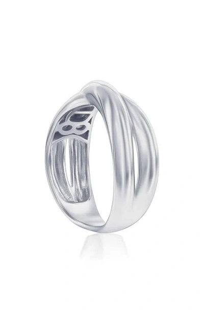 Simona Puffed Crossover Ring In Silver