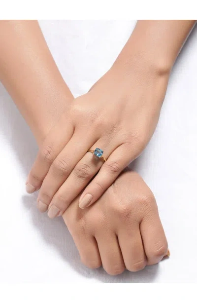 Ys Gems Square Cut London Blue Topaz Ring In Blue