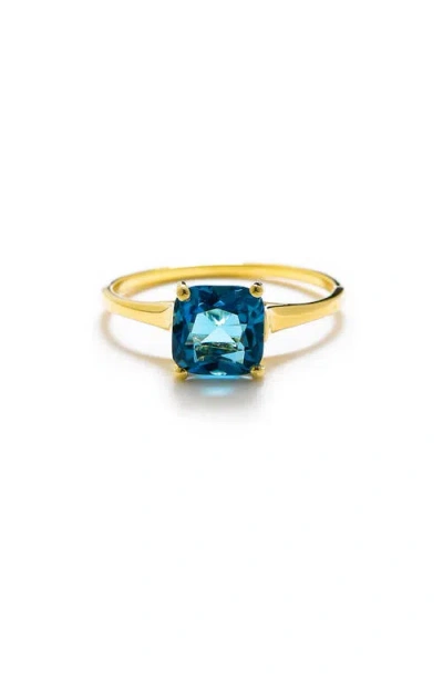 Ys Gems Square Cut London Blue Topaz Ring In Blue