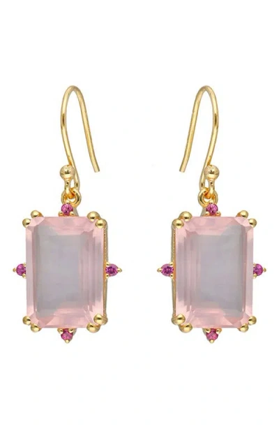 Ys Gems Semiprecious Stone Drop Earrings In Pink