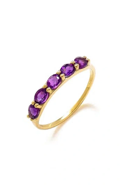 Ys Gems Oval Amethyst Band Ring In Purple