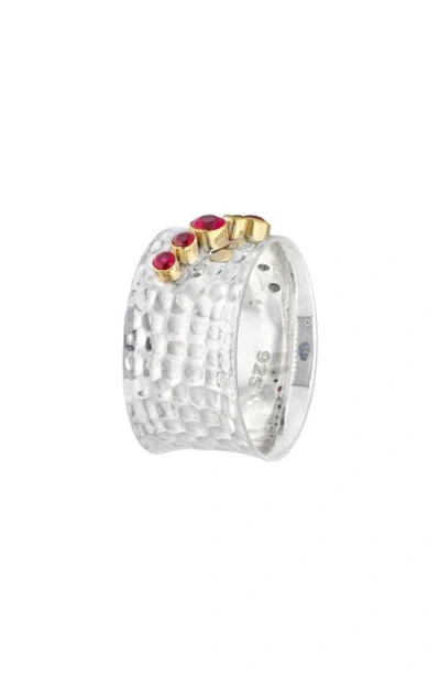 Ys Gems Two-tone Lab-grown Ruby Ring In Pink