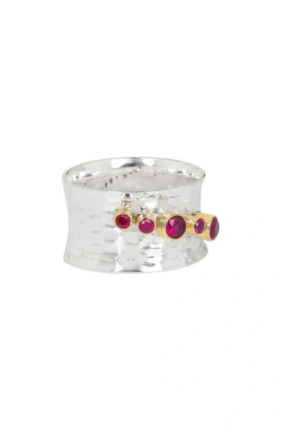 Ys Gems Two-tone Lab-grown Ruby Ring In Pink