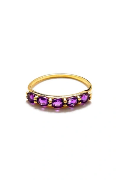 Ys Gems Oval Amethyst Band Ring In Purple